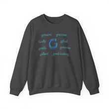 Load image into Gallery viewer, G Alphabet Sweatshirt, Motivational, Optimistic, Alphabet Initial "G", Mental Health Unisex Heavy Blend™ Crewneck Sweatshirt, Self-affirming shirt