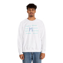 Load image into Gallery viewer, M Alphabet Sweatshirt, Optimistic, Mental Health, Motivational Alphabet Initial "M" Unisex Heavy Blend™ Crewneck Sweatshirt, Self-affirming Sweatshirt