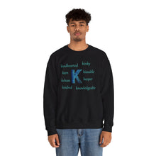Load image into Gallery viewer, K Alphabet Sweatshirt, Alphabet Initial "K" Motivational, Mental Health, Optimistic, Unisex Heavy Blend™ , Self-affirming Sweatshirt