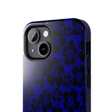 Load image into Gallery viewer, Black Hibiscus on Blue iPhone Tough Phone Cases