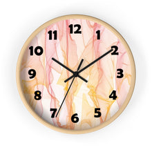 Load image into Gallery viewer, Pastel Wisps Wall Clock, Pink and Orange Wave Wall Clock
