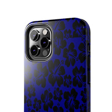 Load image into Gallery viewer, Black Hibiscus on Blue iPhone Tough Phone Cases