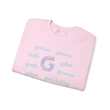 Load image into Gallery viewer, G Alphabet Sweatshirt, Motivational, Optimistic, Alphabet Initial "G", Mental Health Unisex Heavy Blend™ Crewneck Sweatshirt, Self-affirming shirt