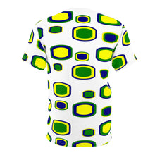 Load image into Gallery viewer, St. Vincent and the Grenadines Cubes Unisex Cut & Sew White Tee (AOP), St. Vincent and the Grenadines National Colors,  St. Vincent and Grenadines Independence Shirt