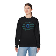 Load image into Gallery viewer, Q Alphabet Sweatshirt, Alphabet Initial "Q" Motivational, Optimistic, Mental Health Unisex Heavy Blend™ Crewneck Sweatshirt, Self-affirming Sweatshirt
