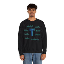 Load image into Gallery viewer, T Alphabet Sweatshirt, Alphabet Initial "T", Mental Health, Motivational, Optimistic Unisex Heavy Blend™ Crewneck Sweatshirt, Self-affirming Sweatshirt