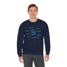 Load image into Gallery viewer, S Alphabet Sweatshirt, Alphabet Initial "S" Motivational, Optimistic, Mental Health Unisex Heavy Blend™ Crewneck Sweatshirt, Self-affirming Sweatshirt