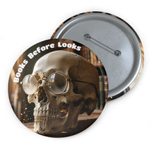 Load image into Gallery viewer, Books Before Looks - Skull Nerd Aesthetic Book Lovers Pin