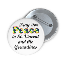 Load image into Gallery viewer, Pray for Peace in St Vincent and the Grenadines Pin – National Colors Checkered Lettering