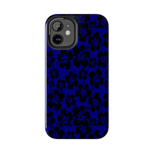 Load image into Gallery viewer, Black Hibiscus on Blue iPhone Tough Phone Cases