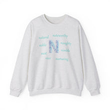 Load image into Gallery viewer, N Alphabet Sweatshirt, Alphabet Initial "N" Unisex Heavy Blend™ Optimistic, Motivational, Mental Health Crewneck Sweatshirt, Self-affirming Sweatshirt