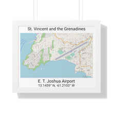 Load image into Gallery viewer, E.T. Joshua Airport St. Vincent and the Grenadines Map Framed Print Poster, City Map Print Poster, Framed Vertical Poster Framed Horizontal Poster
