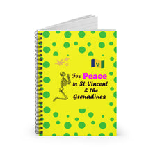 Load image into Gallery viewer, St. Vincent and the Grenadines Praying for Peace Green Spotted Yellow, Spiral Lined Notebook