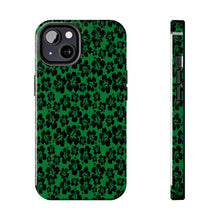Load image into Gallery viewer, Black Hibiscus on Green iPhone Tough Phone Cases