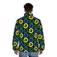 Load image into Gallery viewer, St. Vincent and the Grenadines Independence Spirals Men's Puffer Jacket (AOP) Black