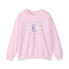 Load image into Gallery viewer, E Alphabet Sweatshirt, Alphabet Initial "E" Unisex Heavy Blend™ Mental Health, Motivational, Optimistic Crewneck Sweatshirt, Self-affirming Sweatshirt