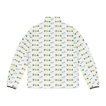 Load image into Gallery viewer, Area Code 784 Men's Puffer Jacket, "784 Vibes" White Puffer Jacket: Style Meets Vincentian Pride