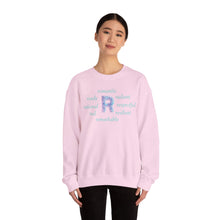 Load image into Gallery viewer, R Alphabet Sweatshirt, Alphabet Initial "R" Motivational, Optimistic, Mental Health Unisex Heavy Blend™ Crewneck Sweatshirt, Self-affirming Sweatshirt