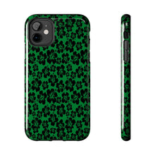 Load image into Gallery viewer, Black Hibiscus on Green iPhone Tough Phone Cases