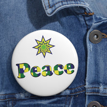 Load image into Gallery viewer, Peace - Checkered St. Vincent and the Grenadines Pattern Pin – Blue, Yellow & Green Lettering