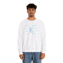 Load image into Gallery viewer, E Alphabet Sweatshirt, Alphabet Initial "E" Unisex Heavy Blend™ Mental Health, Motivational, Optimistic Crewneck Sweatshirt, Self-affirming Sweatshirt