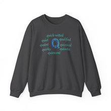 Load image into Gallery viewer, Q Alphabet Sweatshirt, Alphabet Initial "Q" Motivational, Optimistic, Mental Health Unisex Heavy Blend™ Crewneck Sweatshirt, Self-affirming Sweatshirt
