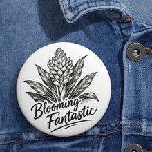 Load image into Gallery viewer, Blooming Fantastic Ginger Torch Lily Pin – Black and White Tropical Flower Button Badge, Botanical Art Accessory