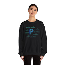Load image into Gallery viewer, P Alphabet Sweatshirt, Optimistic, Mental Health, Motivational Alphabet Initial "P" Unisex Heavy Blend™ Crewneck Sweatshirt, Self-affirming Sweatshirt