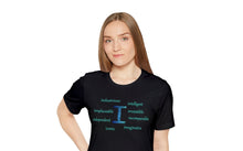 Load image into Gallery viewer, black t-shirt with the letter I surrounded by motivating I words