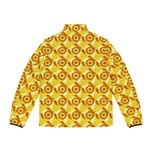 Load image into Gallery viewer, Men’s Caramel Swirl Tie-Dye Puffer Jacket – Lightweight Quilted Comfort with Stand-Up Collar