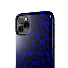 Load image into Gallery viewer, Black Hibiscus on Blue iPhone Tough Phone Cases