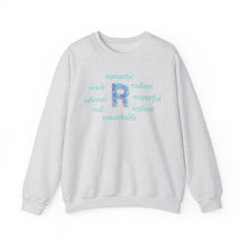 Load image into Gallery viewer, R Alphabet Sweatshirt, Alphabet Initial "R" Motivational, Optimistic, Mental Health Unisex Heavy Blend™ Crewneck Sweatshirt, Self-affirming Sweatshirt