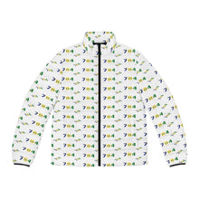 Load image into Gallery viewer, Area Code 784 Men's Puffer Jacket, "784 Vibes" White Puffer Jacket: Style Meets Vincentian Pride