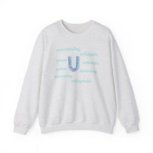 Load image into Gallery viewer, U Alphabet Sweatshirt, Motivational, Optimistic, Mental Health Alphabet Initial "U" Unisex Heavy Blend™ Crewneck Sweatshirt, Self-affirming Sweatshirt