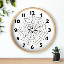 Load image into Gallery viewer, Spider in a Web, Spooky Spider Web Wall Clock – Haunted & Enchanting Timepiece