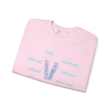Load image into Gallery viewer, V Alphabet Sweatshirt, Mental Health, Optimistic, Motivational Alphabet Initial "V" Unisex Heavy Blend™ Crewneck Sweatshirt, Self-affirming Sweatshirt