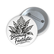 Load image into Gallery viewer, Blooming Fantastic Ginger Torch Lily Pin – Black and White Tropical Flower Button Badge, Botanical Art Accessory