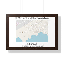 Load image into Gallery viewer, Edinboro St. Vincent and the Grenadines Map Framed Print Poster, City Map Print Poster, Framed Vertical Poster Framed Horizontal Poster