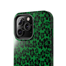 Load image into Gallery viewer, Black Hibiscus on Green iPhone Tough Phone Cases