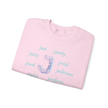 Load image into Gallery viewer, J Alphabet Sweatshirt, Alphabet Initial "J" Unisex Heavy Blend™ Mental Health, Optimistic, Motivational Crewneck Sweatshirt, Self-affirming Sweatshirt