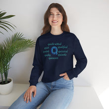 Load image into Gallery viewer, Q Alphabet Sweatshirt, Alphabet Initial "Q" Motivational, Optimistic, Mental Health Unisex Heavy Blend™ Crewneck Sweatshirt, Self-affirming Sweatshirt