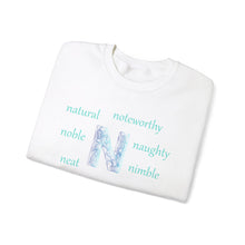 Load image into Gallery viewer, N Alphabet Sweatshirt, Alphabet Initial "N" Unisex Heavy Blend™ Optimistic, Motivational, Mental Health Crewneck Sweatshirt, Self-affirming Sweatshirt