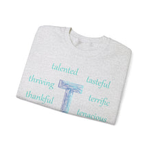 Load image into Gallery viewer, T Alphabet Sweatshirt, Alphabet Initial "T", Mental Health, Motivational, Optimistic Unisex Heavy Blend™ Crewneck Sweatshirt, Self-affirming Sweatshirt