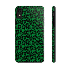 Load image into Gallery viewer, Black Hibiscus on Green iPhone Tough Phone Cases