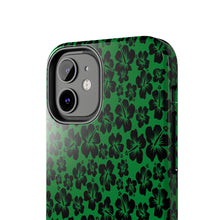 Load image into Gallery viewer, Black Hibiscus on Green iPhone Tough Phone Cases