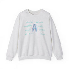 Load image into Gallery viewer, A Alphabet Sweatshirt, Motivational, Alphabet Initial "A" Unisex Heavy Blend™ Mental Health, Optimistic Crewneck Sweatshirt, Self-affirming Sweatshirt
