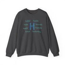 Load image into Gallery viewer, H Alphabet Sweatshirt, Mental Health, Optimistic, Motivational Alphabet Initial "H" Unisex Heavy Blend™ Crewneck Sweatshirt, Self-affirming Sweatshirt