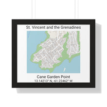 Load image into Gallery viewer, Framed map poster of Cane Garden Point in St. Vincent and the Grenadines