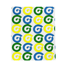 Load image into Gallery viewer, plush blanket with a spiral pattern in St. Vincent and the Grenadines national colors