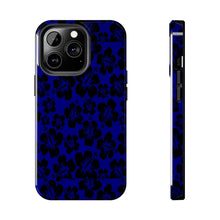 Load image into Gallery viewer, Black Hibiscus on Blue iPhone Tough Phone Cases